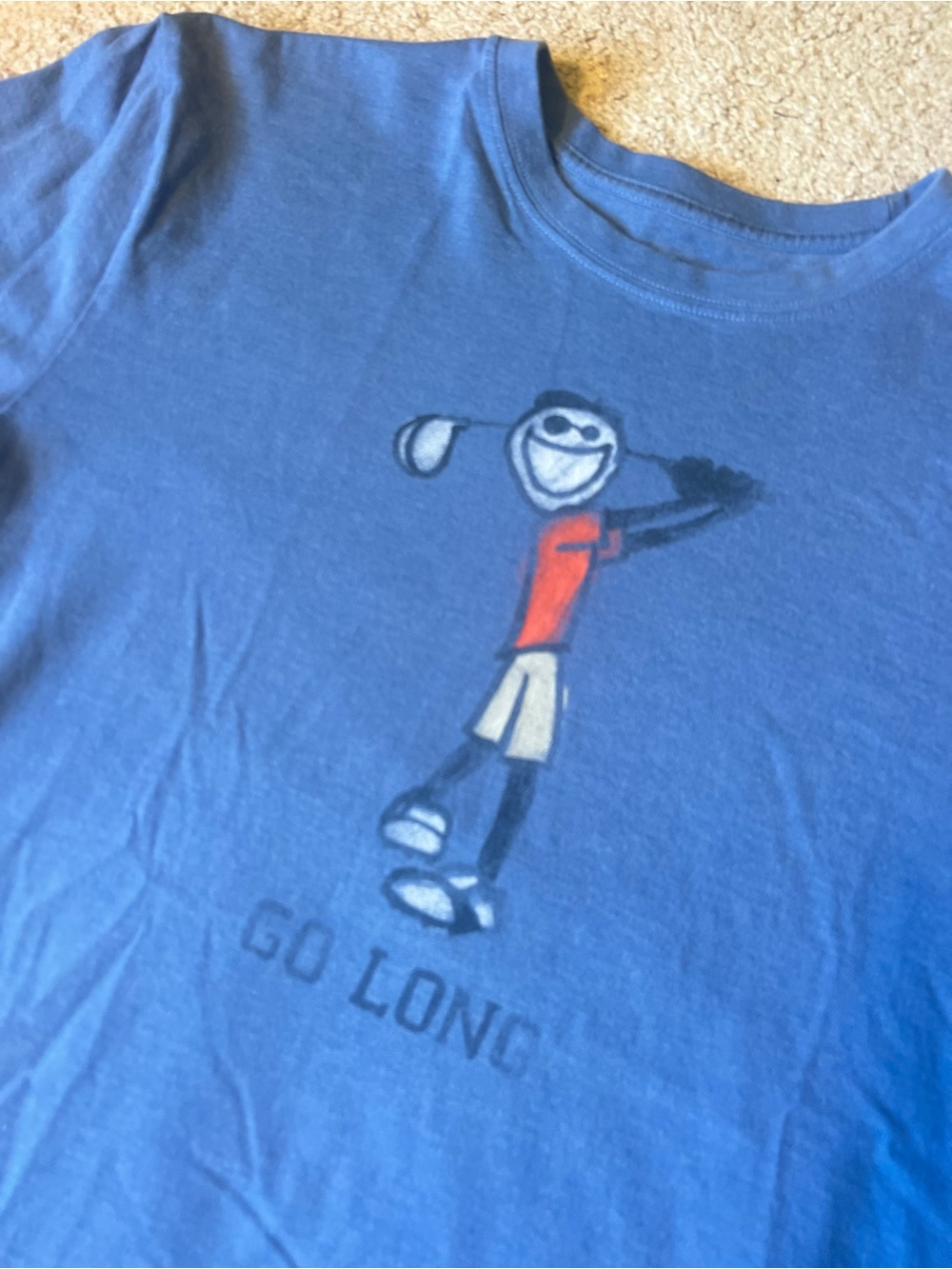 Father’s Day Life is Good Large Blue Graphic Tee Golfer - 'Go Long'